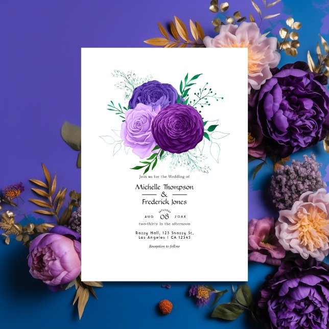 Invitation Mariage Floral Violet (Créateur téléchargé)