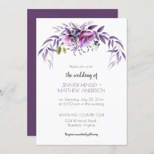 Invitation Mariage floral violet de couleur violette de la la