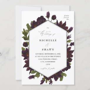 Invitation Mariage floral violet d'Halloween