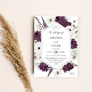 Invitation Mariage floral violet et blanc