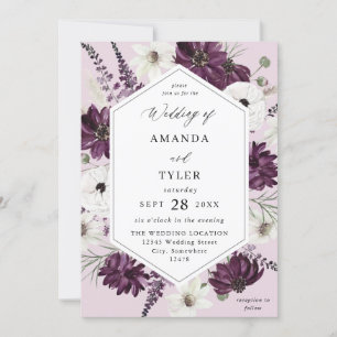 Invitation Mariage floral violet et blanc - Lavande