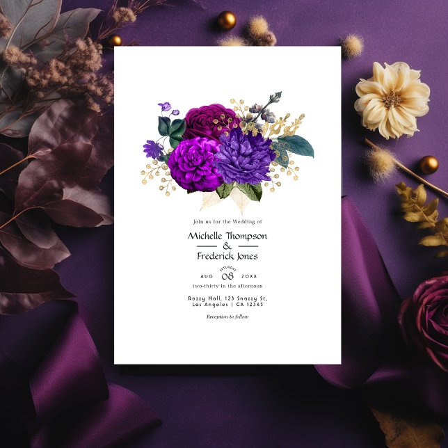 Invitation Mariage floral violet et pourpre (Créateur téléchargé)