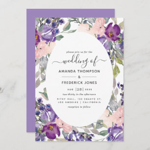 Invitation Mariage floral violet et prune