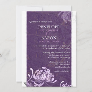 Invitation Mariage floral violet rustique
