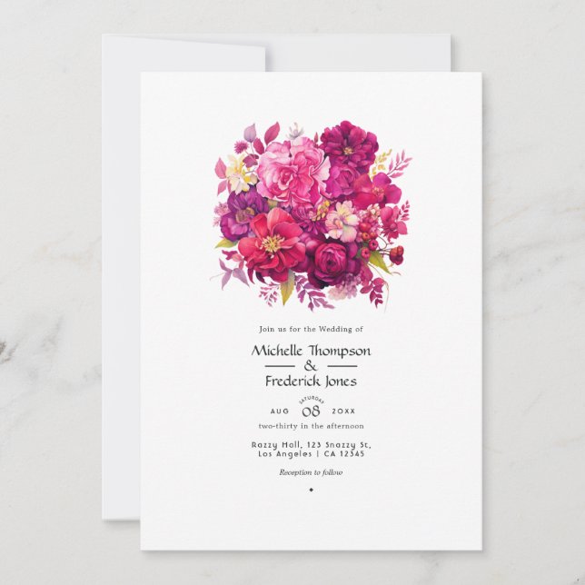 Invitation Mariage Floral Viva Magenta (Devant)