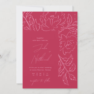 Invitation Mariage Floral Viva Magenta Lumineux