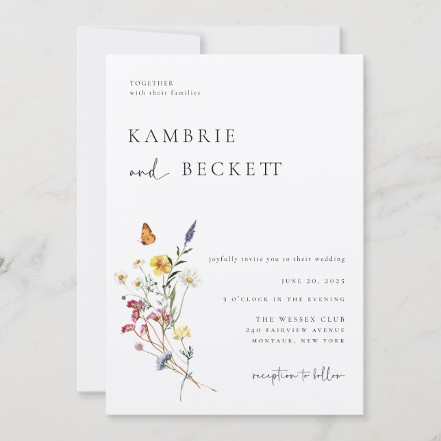 Invitation Mariage floral Wild Meadow (Devant)
