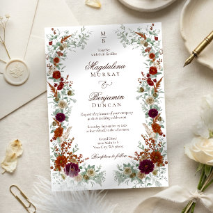 Invitation Mariage Florales de Bourgogne d'automne et d'orang
