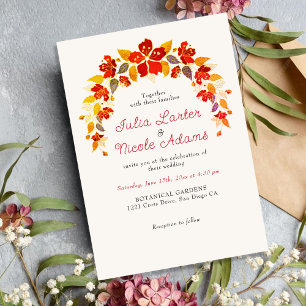 Invitation Mariage Florales d'Hibiscus Tropical Orange Brûlé