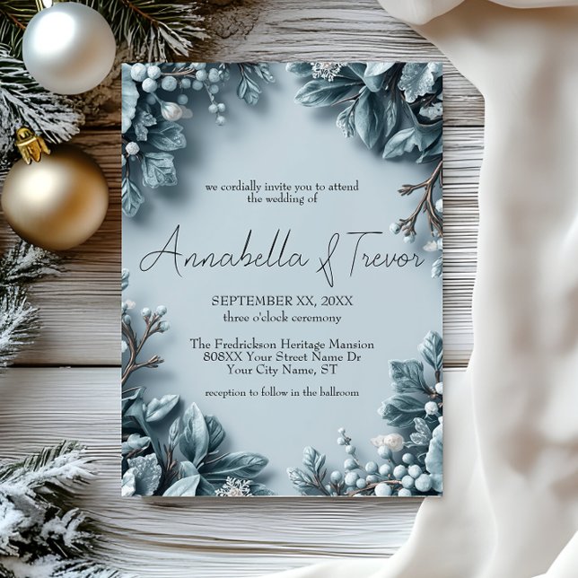 Invitation Mariage Florales hivernales givrees (Créateur téléchargé)