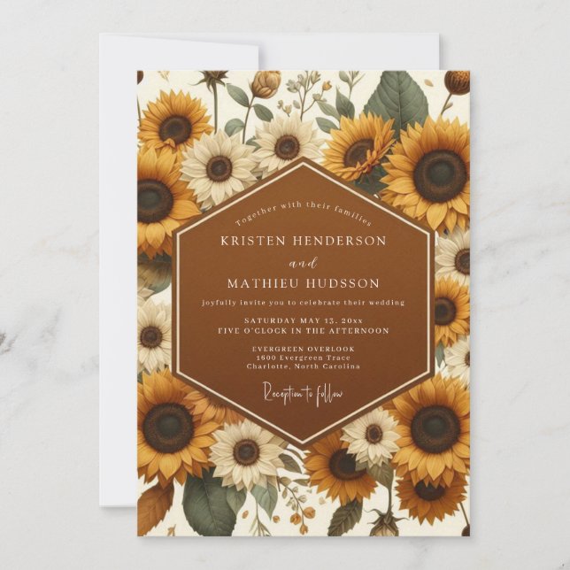 Invitation Mariage Flore Automnale Verge d'Or (Devant)