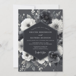 Invitation Mariage Flore Gothique Cendrée
