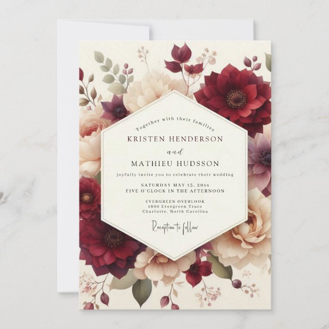 Invitation Mariage Flore Nature morte Bourgogne (Devant)
