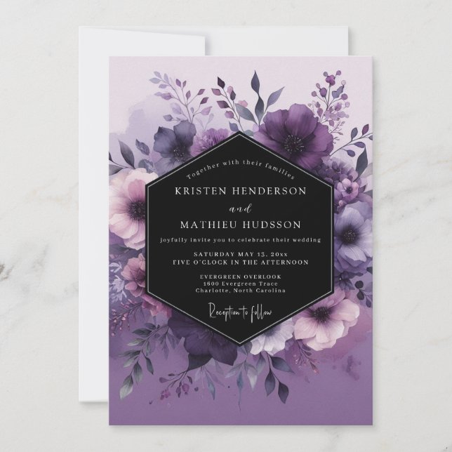 Invitation Mariage Flore Vespérale Améthyste (Devant)