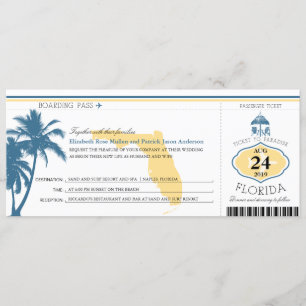 Invitation Mariage Florida Palm Tree Boarding Pass