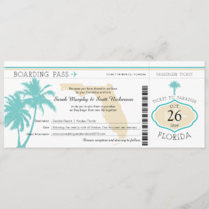 Invitation Mariage Florida Palm Tree Boarding Pass