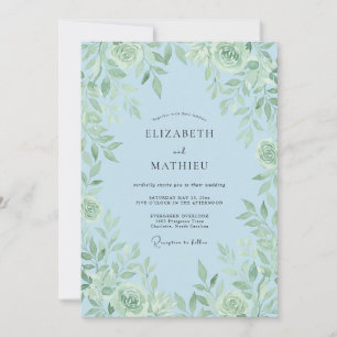 Invitation Mariage Florissant Bleu Céleste