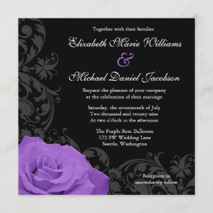 Invitation Mariage florissant Rose pourpre