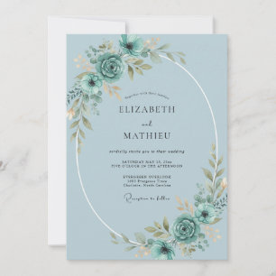 Invitation Mariage Florissant Sérénité Turquoise