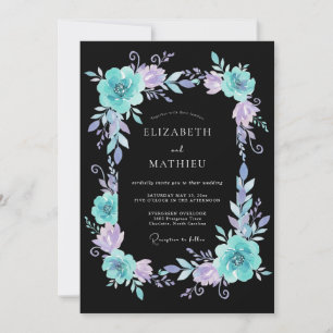 Invitation Mariage Flourissant de Lavande Sarcelle