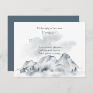Invitation Mariage Foggy Mountain Watercolor RSVP
