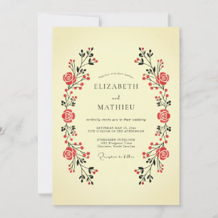 Invitation Mariage folklorique classique à la crème