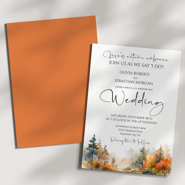 Invitation Mariage forestier d'automne rustique (Créateur téléchargé)