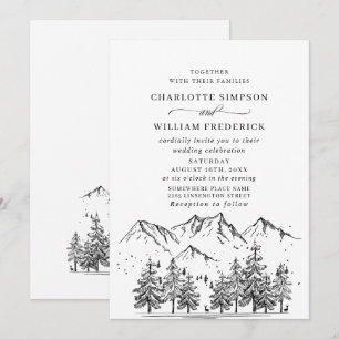 Invitation Mariage forestier des montagnes à main