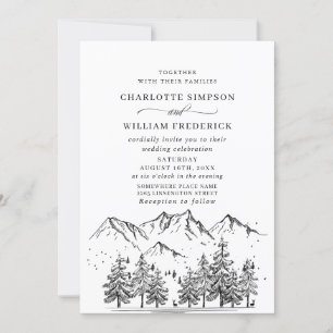 Invitation Mariage forestier des montagnes à main