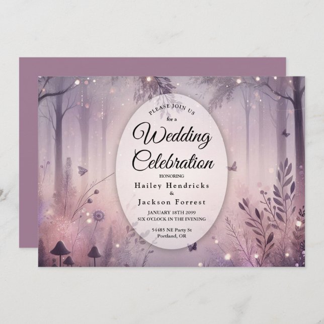 Invitation Mariage forestier Ethereal Fairy (Devant / Derrière)