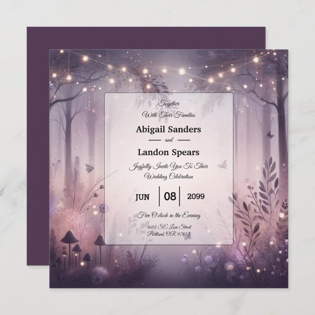 Invitation Mariage forestier Ethereal Fairy (Devant / Derrière)