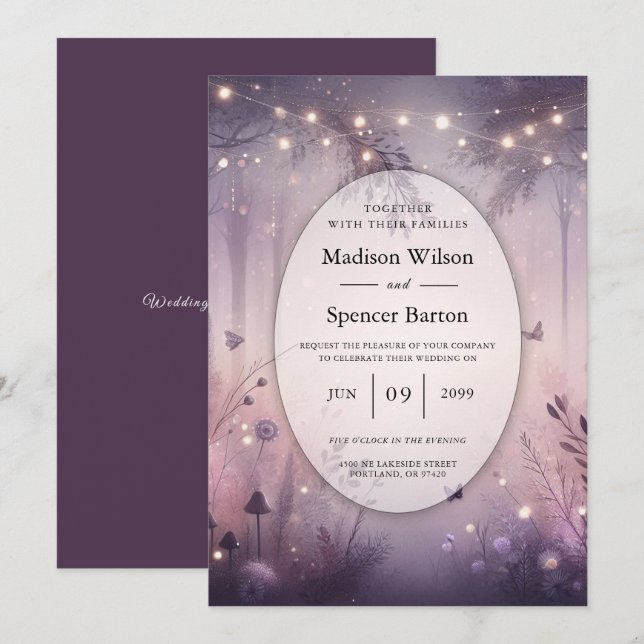Invitation Mariage forestier Ethereal Fairy (Devant / Derrière)