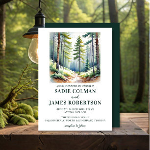 Invitation Mariage forestier rustique Green Woods