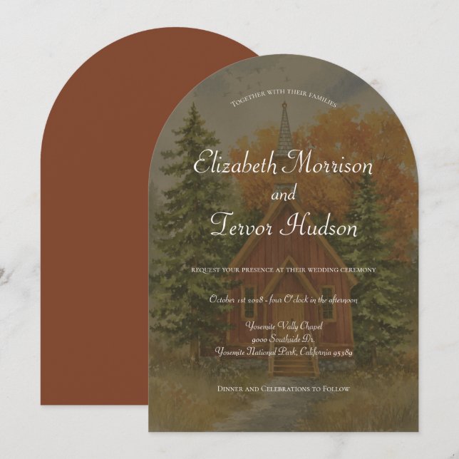 Invitation Mariage Forêt Automnale Rustique Parc National de  (Devant / Derrière)