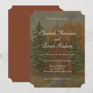 Invitation Mariage Forêt Automnale Rustique Parc National de