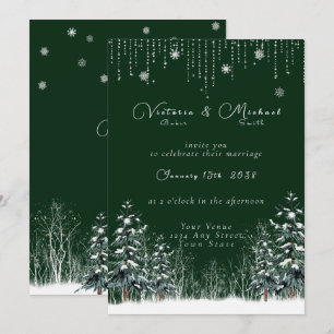 Invitation Mariage Forêt d'Hiver Neige Pins