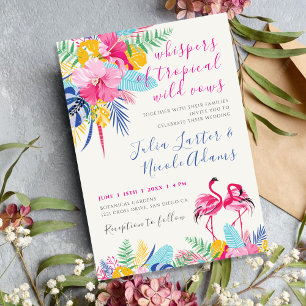 Invitation Mariage Forêt Tropicale Sauvage Pluie Rose Bleu Ma