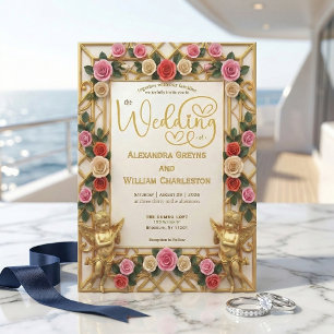 Invitation Mariage Formel Baroque Ange et Rose Poussiéreuse