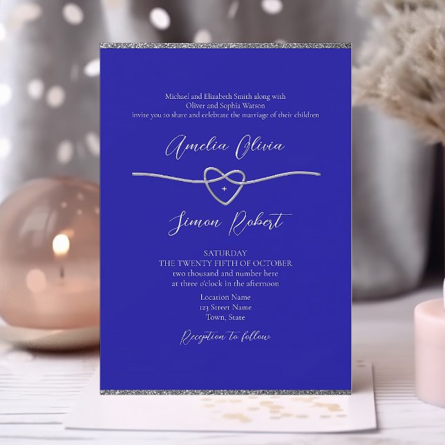 Invitation Mariage Formel Bleu Royal (Créateur téléchargé)