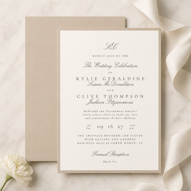 Invitation Mariage Formel Champagne Taupe (Créateur téléchargé)