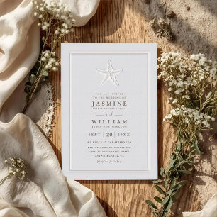Invitation Mariage Formel de Code QR de Starfish en Relief Cô