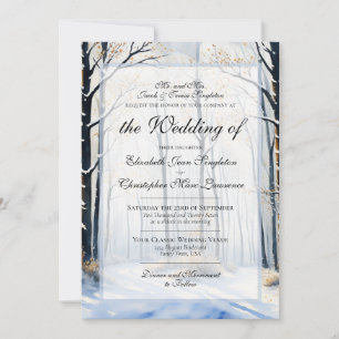 Invitation Mariage Formel de Peinture de Forêt d'Hiver Paisib