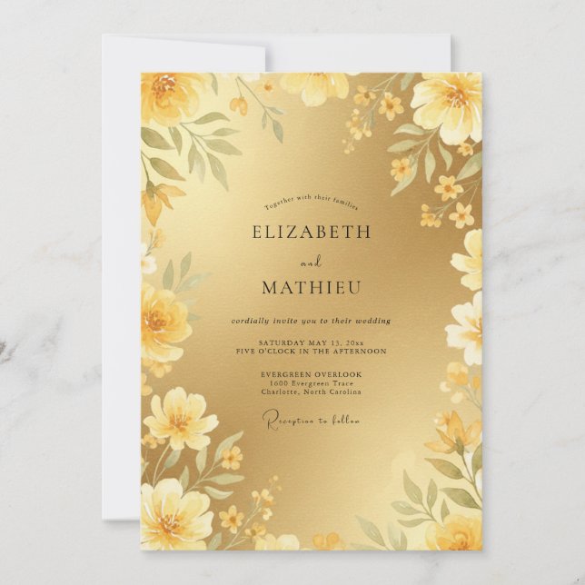 Invitation Mariage Formel Doré Lustré (Devant)