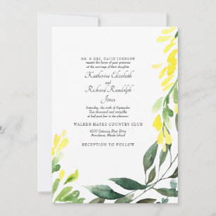 Invitation Mariage Formel & Élégant Fleur Sauvage Jaune
