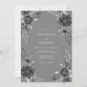 Invitation Mariage Formel Élégant Gris Ardoise