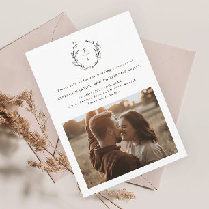 Invitation Mariage Formel Élégant Monogramme Noir et Blanc