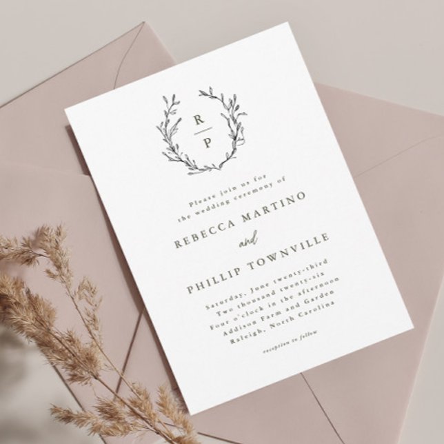 Invitation Mariage Formel Élégant Monogramme Noir et Blanc  (Créateur téléchargé)