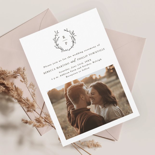 Invitation Mariage Formel Élégant Monogramme Noir et Blanc (Créateur téléchargé)