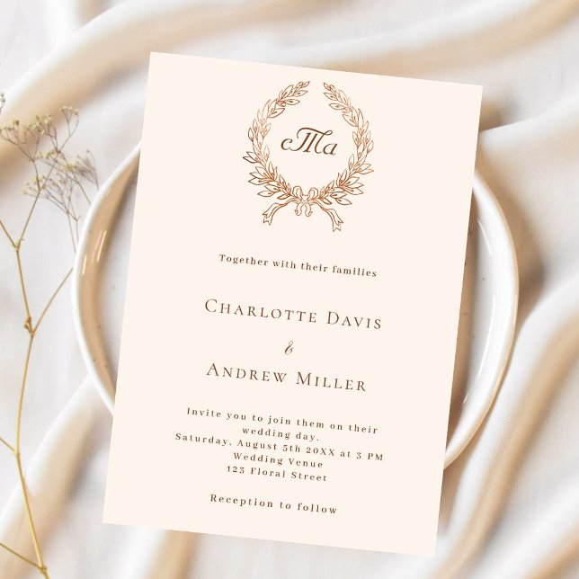 Invitation Mariage formel en crête beige (Créateur téléchargé)