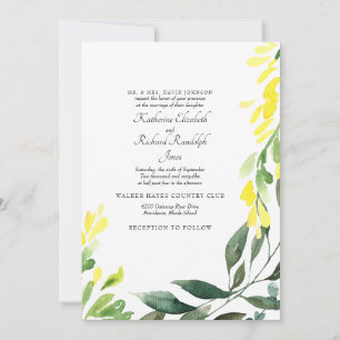 Invitation Mariage formel et élégant Fleur sauvage jaune